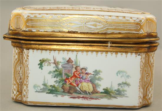 A Meissen porcelain necessaire casket, late 19th century, 20cm.